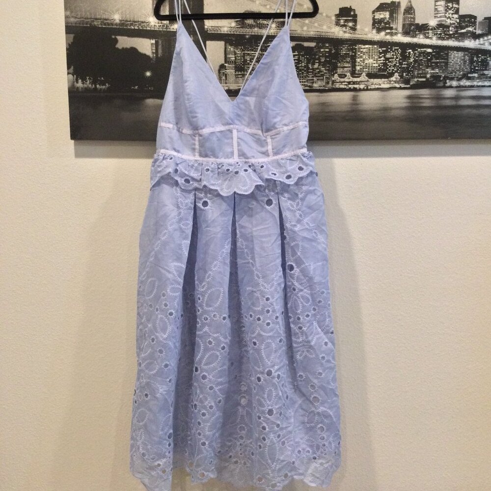 NWT ASOS Dress w/ Floral broderie & lace insert detail BLUE - Picture 2 of 8